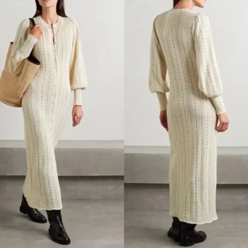Doen Rosie alpaca/silk blend pointelle knit dress
